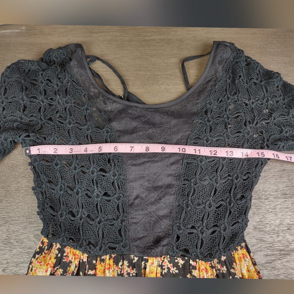 Free People Lonesome Dove Dress High Low Lace and Floral Size 2 Flawed - Picture 5 of 16